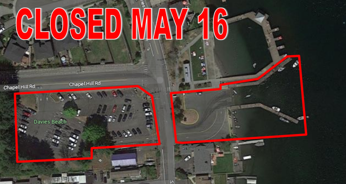 davies beach boat launch parking lot closure May 16