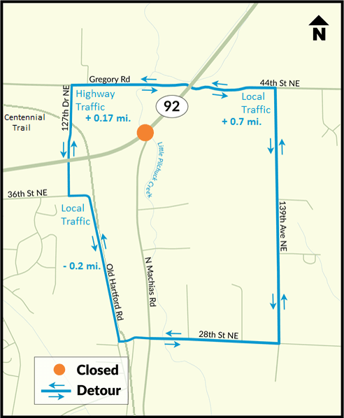 SR 92 Construction Closure - Detour Routes