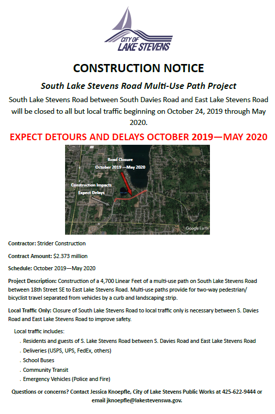 S Lake Stevens Rd closure