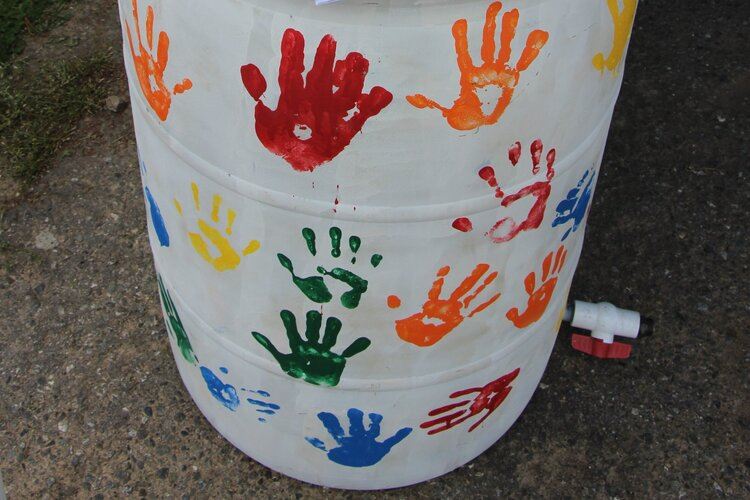 Snohomish Conservation District painted rain barrel