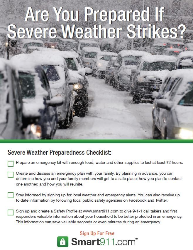 Severe weather preparedness checklist Smart 911