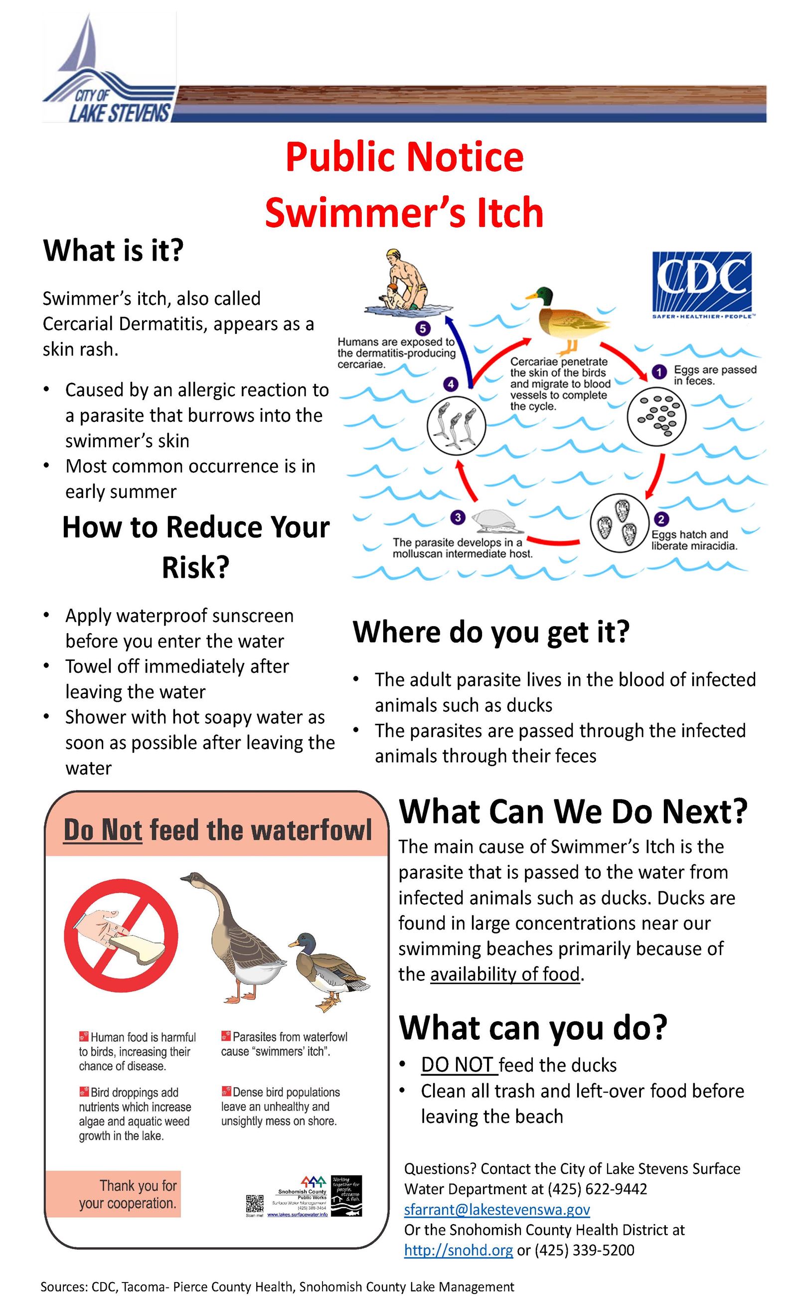 COLS Swimmers Itch Public Notice 