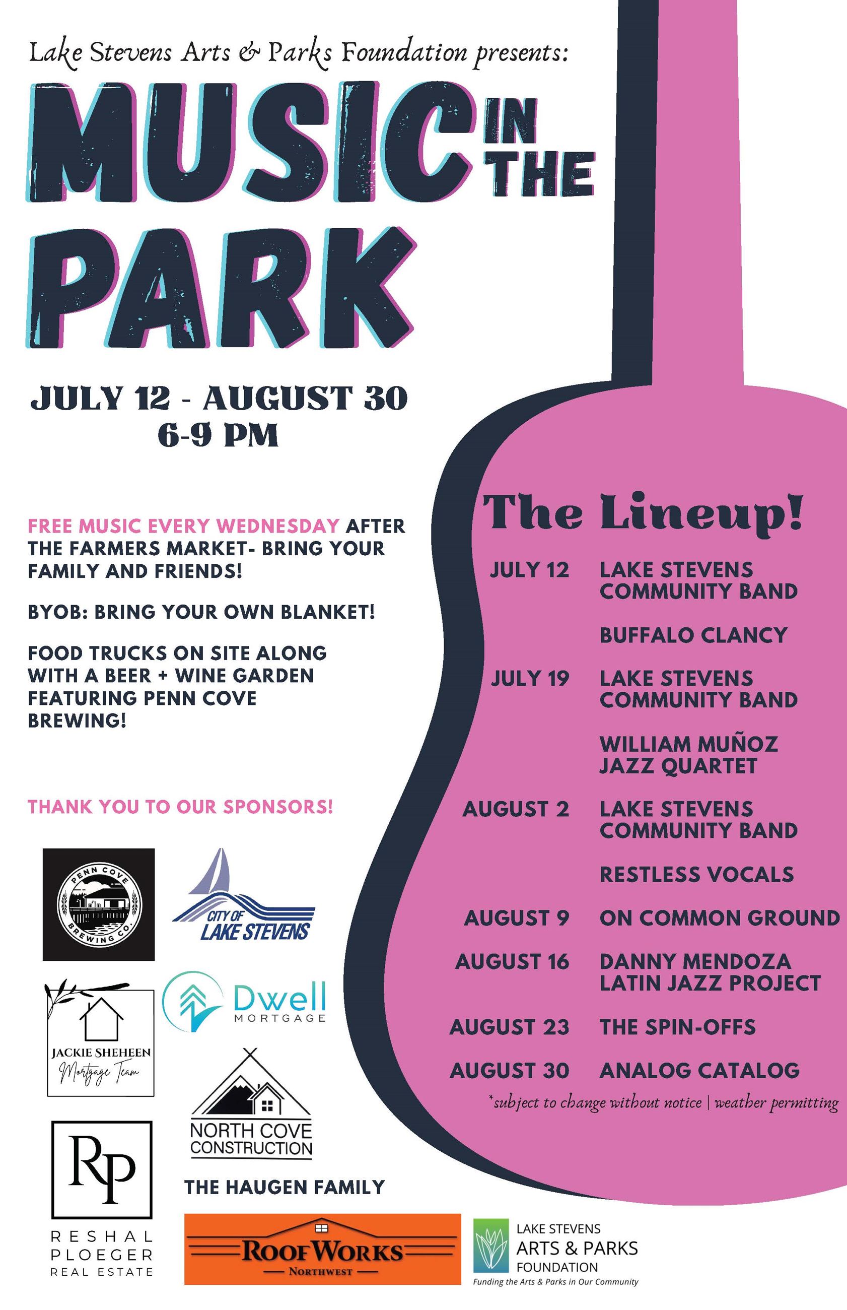 2023 Music in The Park series flyer
