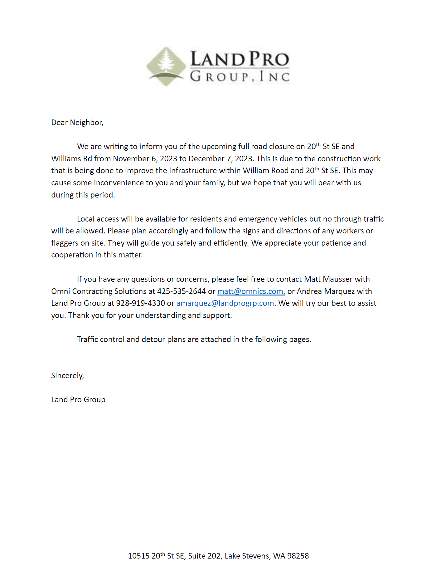 Land Pro Group Letter