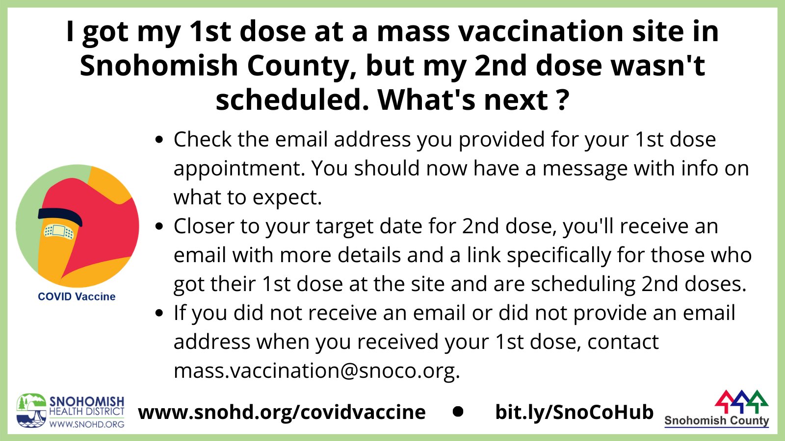 snohd vaccine second dose flyer