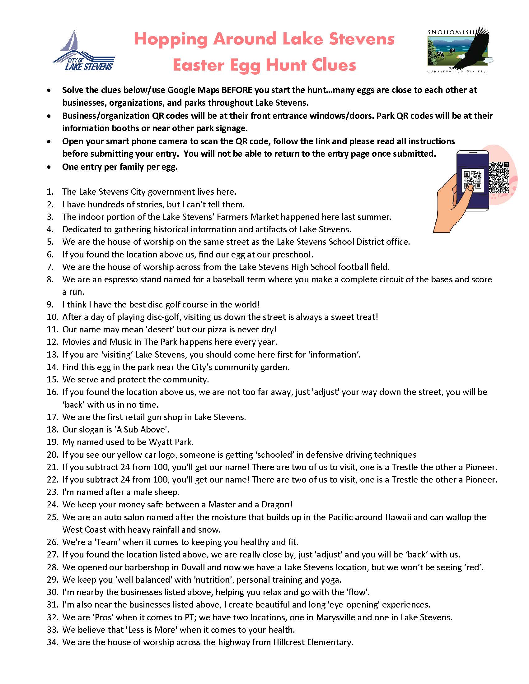 Hopping Around Lake Stevens Easter Egg Clues