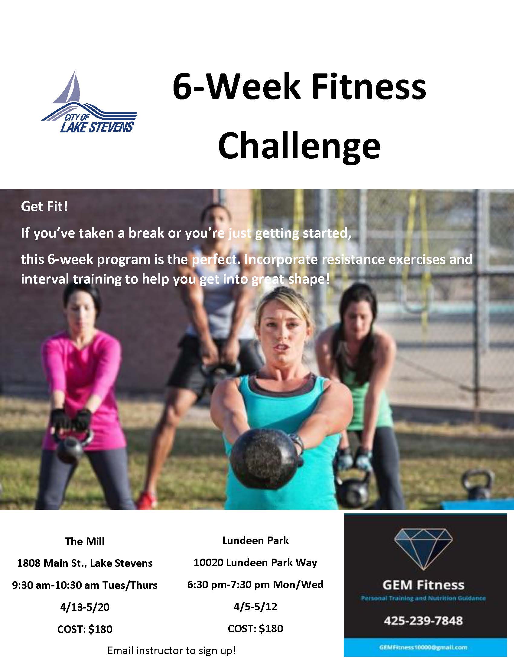 GEM Fitness 6 Week Challenge Flyer